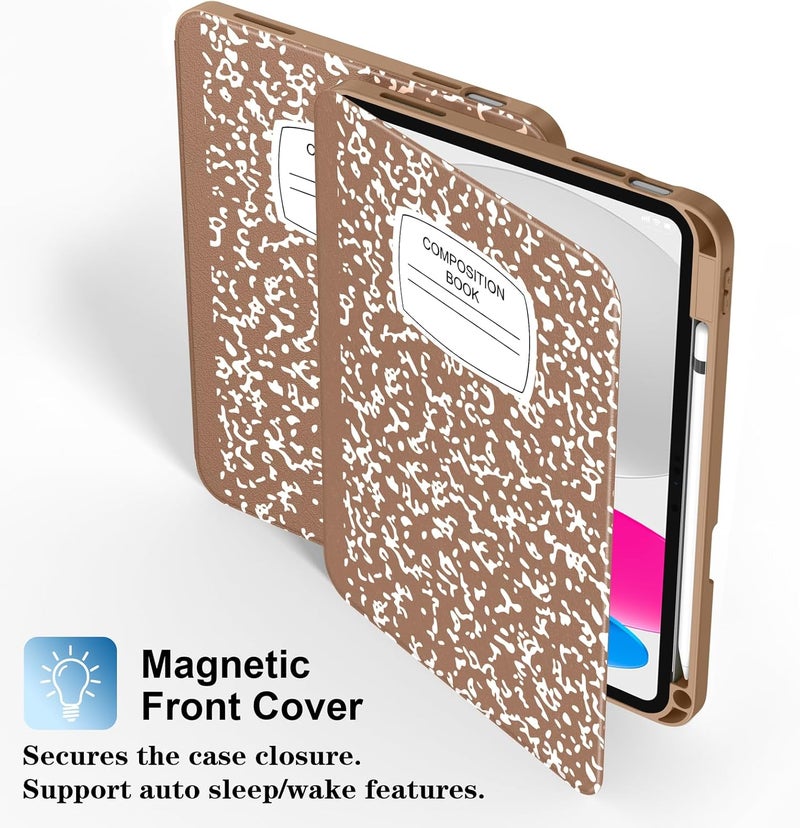 Supveco حافظة لجهاز iPad (A16) الجيل 11 بحجم 11 بوصة (2025)، iPad الجيل 10 بحجم 10.9 بوصة (2022) مع حامل قلم - [استيقاظ/نوم تلقائي]، حافظة فاخرة مع قاعدة قابلة للطي وغطاء خلفي ناعم من TPU - برونزي - Image 4